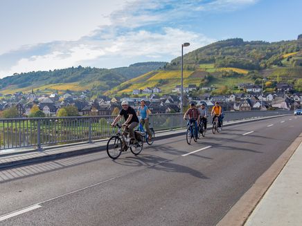 Fietser-groep-reiler-brug-reil Groep fietsers op de brug bij Reil